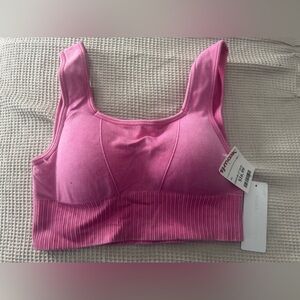 Yogalicious Vibrant Pink Ribbed Sports Bra